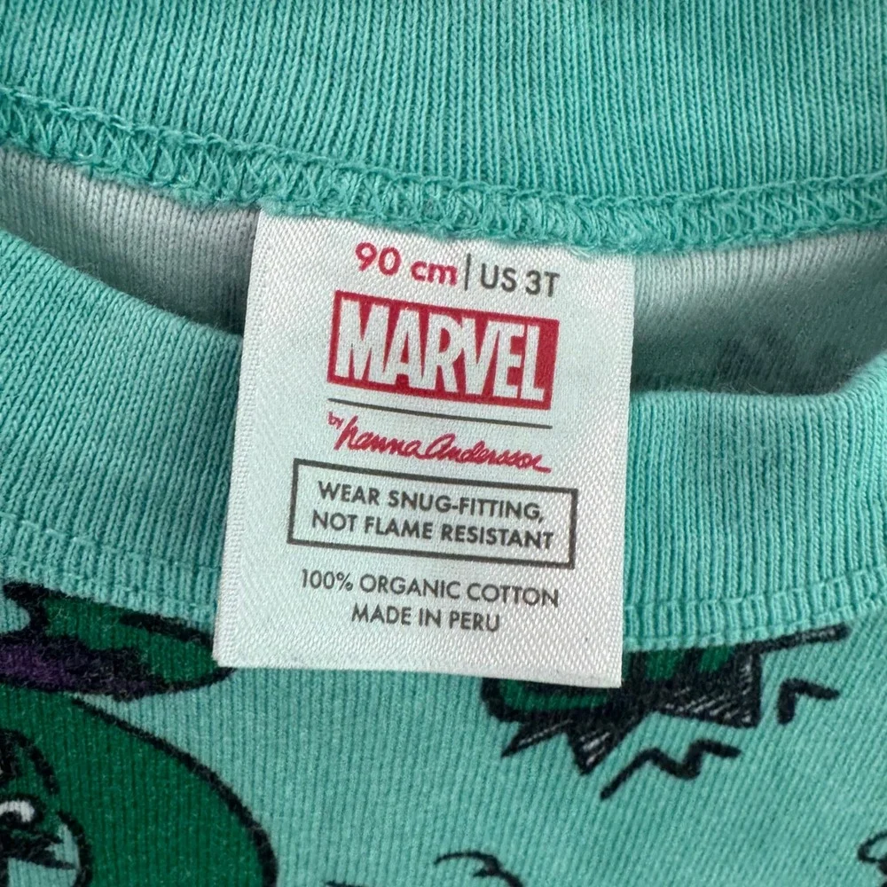 Hanna Andersson Marvel Hulk Organic Cotton Short Pajama Set Teal Kids 3T 90cm